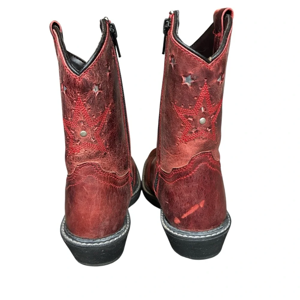 Smoky Mountain Boots Red Leather Cowboy Western Boots Youth 12 Unisex